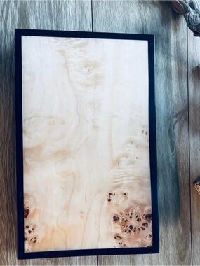 La Rebelde Lacquered Burled Wood Sushi Tray with Black Frame